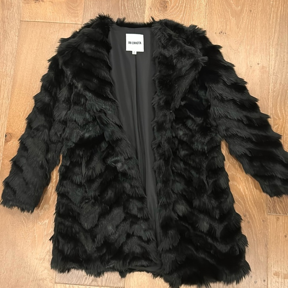 BB Dakota black faux fur coat